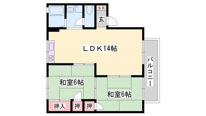 セジュール東川 2階 2LDK 賃貸物件詳細