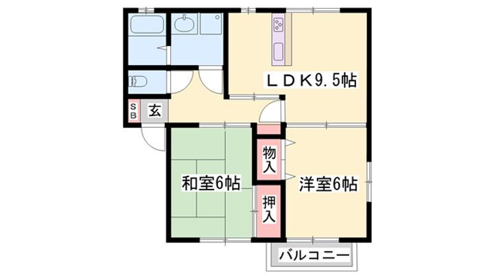 サンビレッジ東南 1階 2LDK 賃貸物件詳細