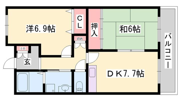サンワプラザ福崎Ⅲ 2階 2DK 賃貸物件詳細