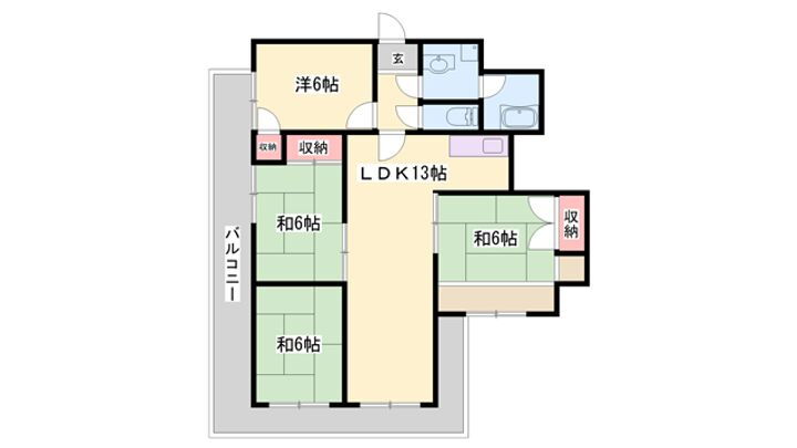 手柄コーポ２号館 14階 3LDK 賃貸物件詳細