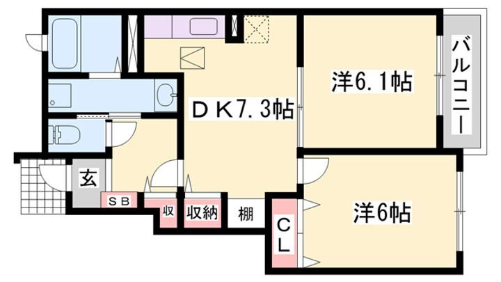 メゾン本竜野Ｂ 1階 2DK 賃貸物件詳細