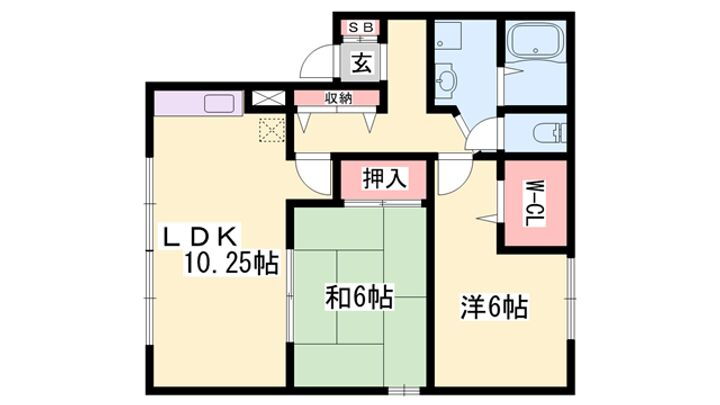メゾンドファミーユ　Ｂ棟 1階 2LDK 賃貸物件詳細