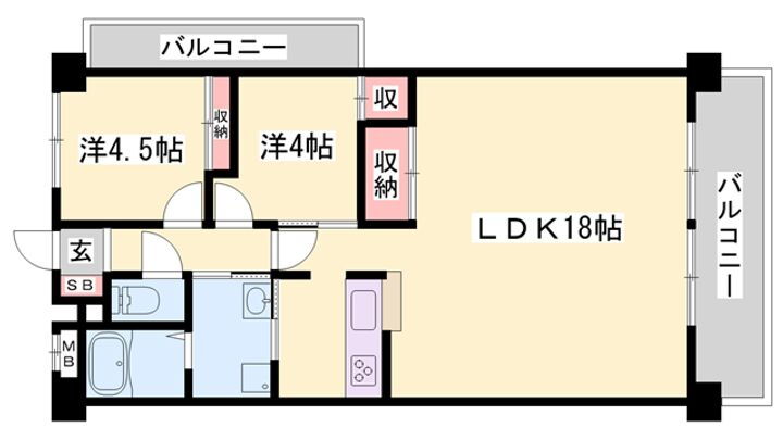 ロゼオ　パラッツオ 3階 2LDK 賃貸物件詳細
