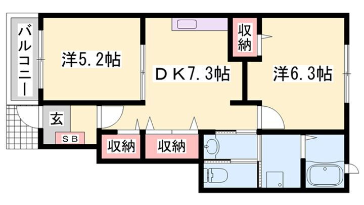 プレアデスＢ 1階 2DK 賃貸物件詳細