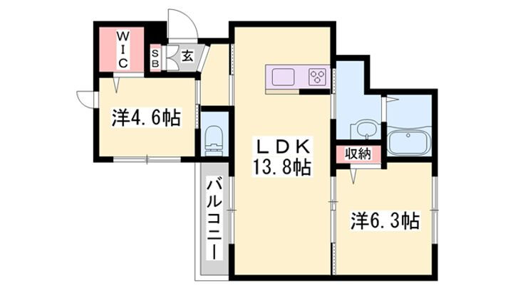 ＣＩＮＱ　ＥＴＯＩＬＥ（サンク　エトワール） 2階 2LDK 賃貸物件詳細