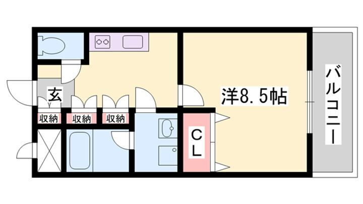 ヴィラコート網干 2階 1K 賃貸物件詳細