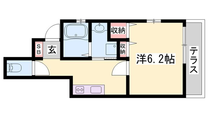 サングレース 2階 1K 賃貸物件詳細