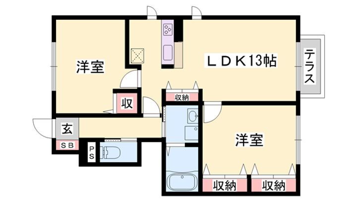 シャーメゾン仁豊野Ⅱ 1階 2LDK 賃貸物件詳細