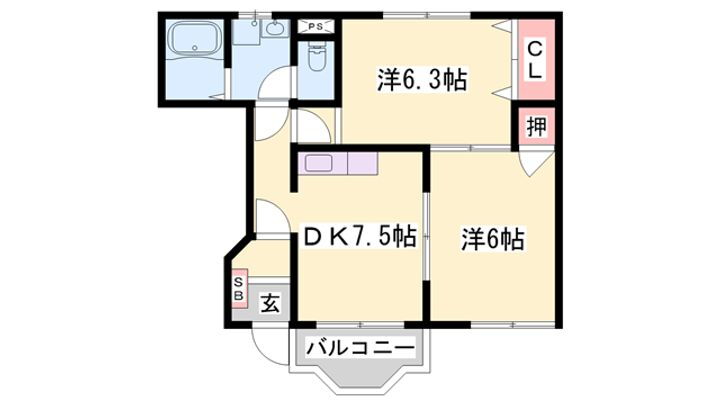 エルコートⅡ 1階 2DK 賃貸物件詳細