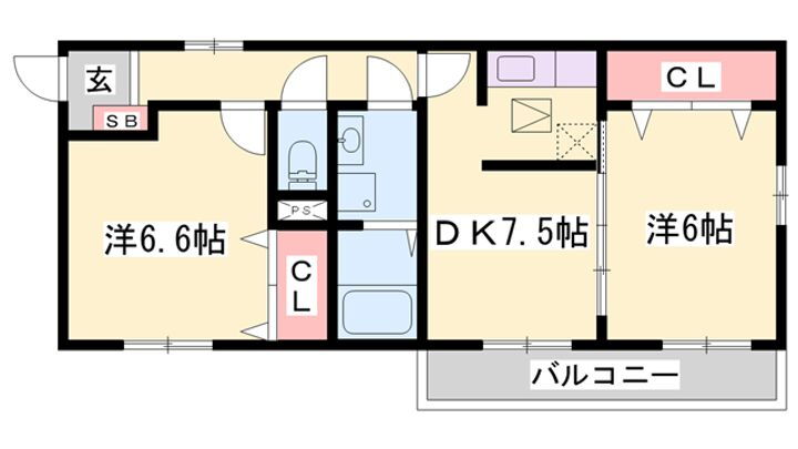 エクラタンＣ 2階 2DK 賃貸物件詳細