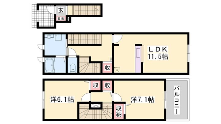 アルメールＭ 2階 2LDK 賃貸物件詳細