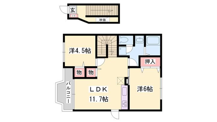 グランメール２ 2階 2LDK 賃貸物件詳細