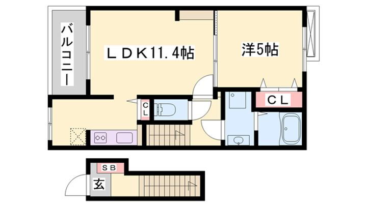 エスペランサ白国Ⅱ 2階 1LDK 賃貸物件詳細