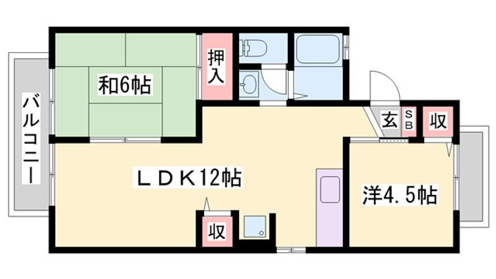 サンコーポ恵美酒Ｂ棟 2階 2LDK 賃貸物件詳細
