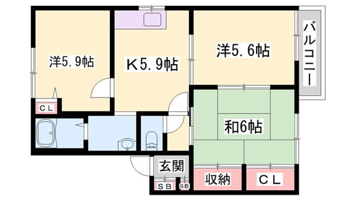 はぴねすハイツ喜田 2階 3K 賃貸物件詳細