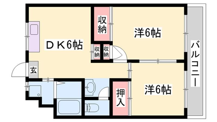 西山団地 6階 2DK 賃貸物件詳細