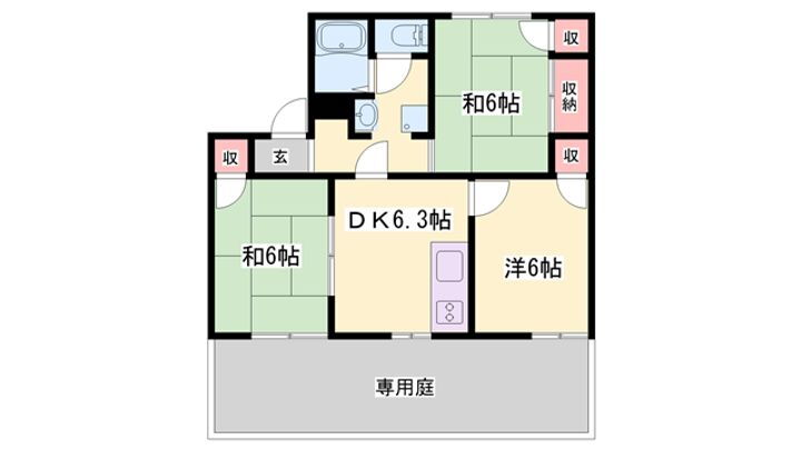 コート鶴林 1階 3DK 賃貸物件詳細