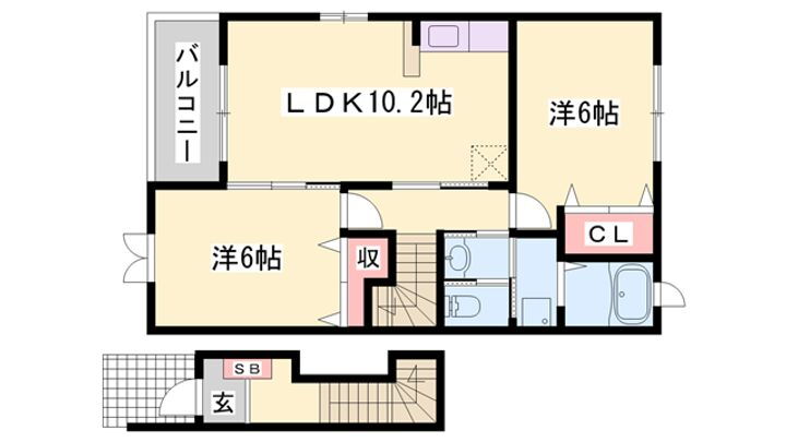 エレガンシア 2階 2LDK 賃貸物件詳細