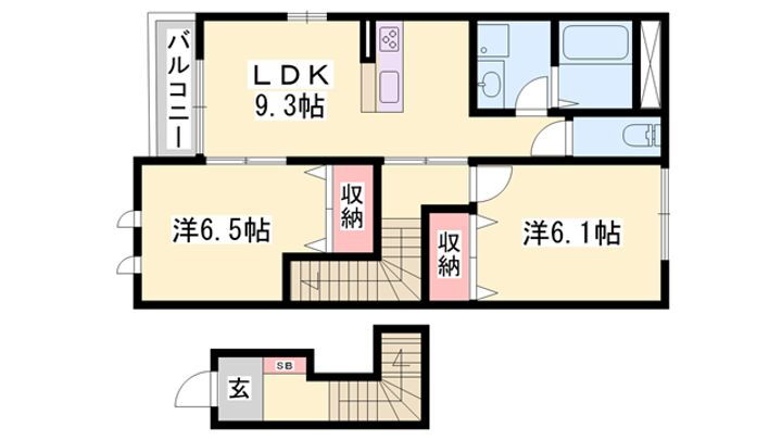 グランドゥールⅠ 2階 2LDK 賃貸物件詳細