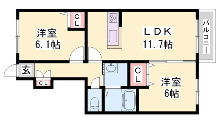 シャーメゾン播磨 1階 2LDK 賃貸物件詳細