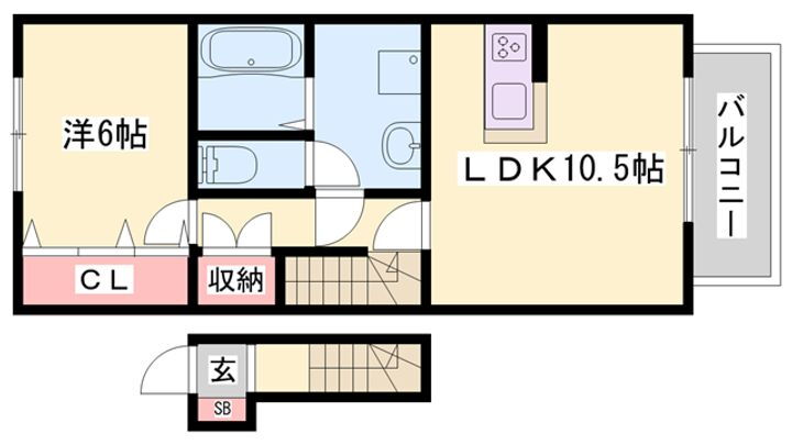 サンサ—ジュ北条 2階 1LDK 賃貸物件詳細