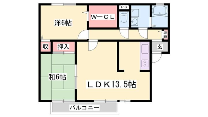 グリーンコート　Ｂ棟 2階 2LDK 賃貸物件詳細