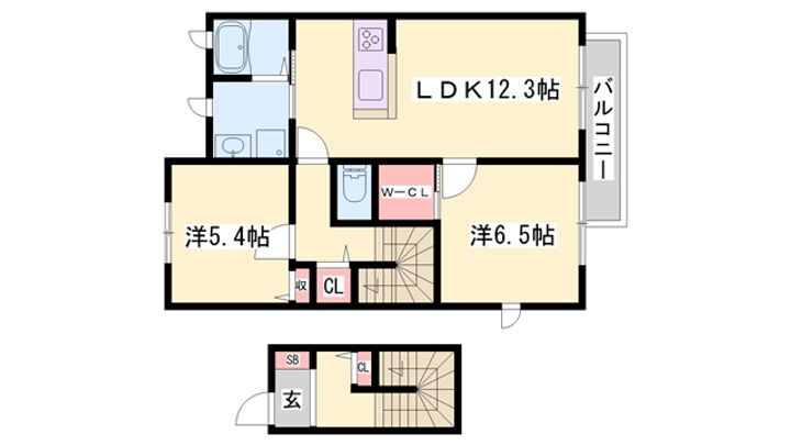 サンヴィラーチェ石町 2階 2LDK 賃貸物件詳細