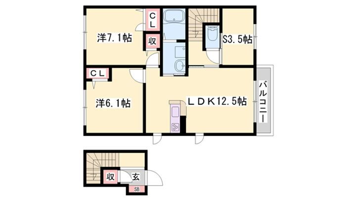 ラポール新野辺 2階 2SLDK 賃貸物件詳細