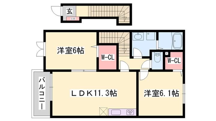 ノース　カレントⅤ 2階 2LDK 賃貸物件詳細