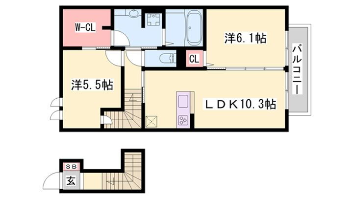 エソラ　ソレーユ田寺東 2階 2LDK 賃貸物件詳細