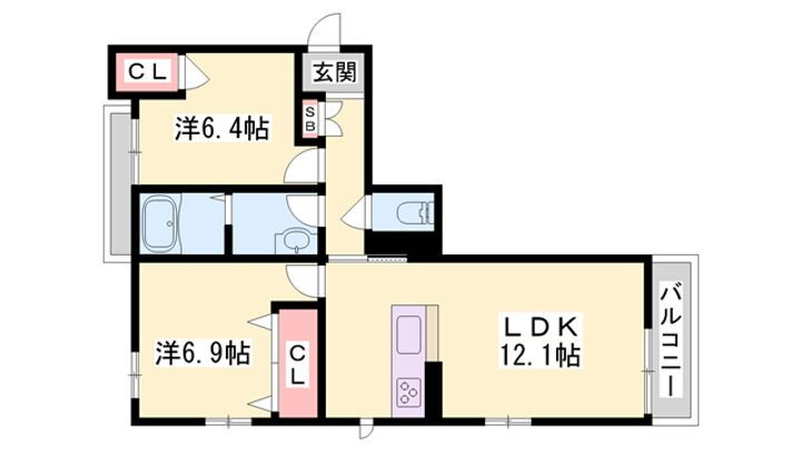 メルベージュ 2階 2LDK 賃貸物件詳細