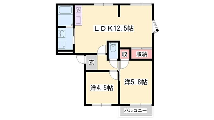 ネオハイツ・ロッキー 2階 2LDK 賃貸物件詳細