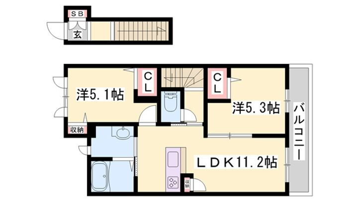 フェリーシード桜丘Ａ棟・Ｂ棟 2階 2LDK 賃貸物件詳細