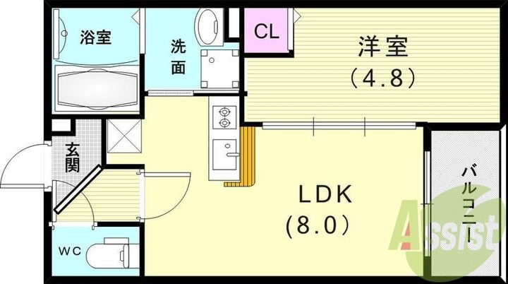 兵庫県神戸市長田区海運町８丁目 鷹取駅 1LDK アパート 賃貸物件詳細