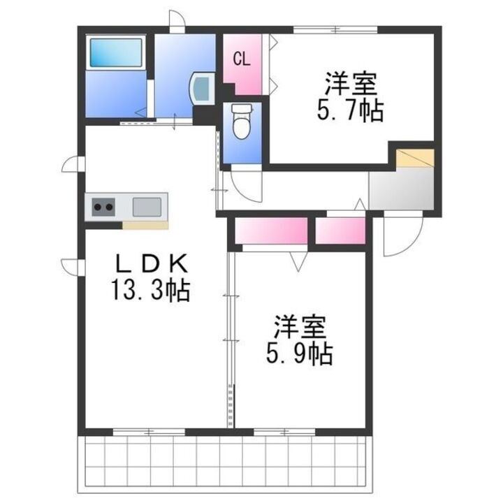 シャーメゾン　セルクルⅡ 1階 2LDK 賃貸物件詳細