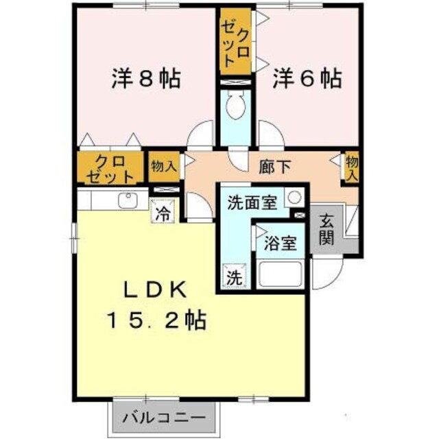 セジュール又巳Ｅ棟 2階 2LDK 賃貸物件詳細