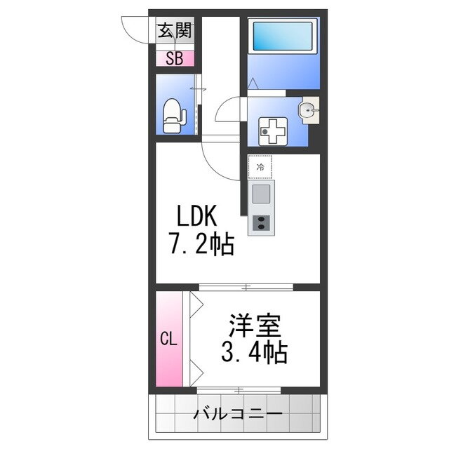 ＲＥＧＩＥＳ近大ＳｏｕｔｈⅡ 3階 1DK 賃貸物件詳細