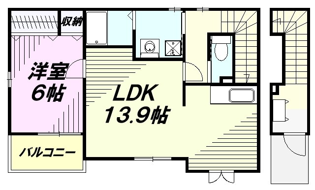 サニースクエアⅠ 2階 1LDK 賃貸物件詳細