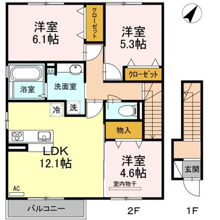 メルヴェール 2階 3LDK 賃貸物件詳細