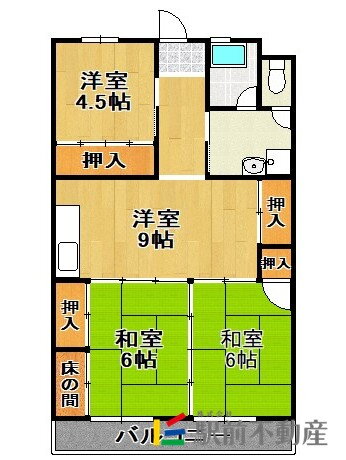 鳥塚マンション 2階 3DK 賃貸物件詳細