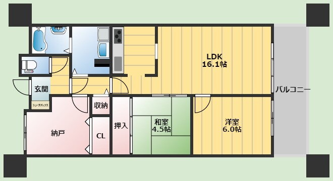 グリーンヒルパートⅡ 6階 2SLDK 賃貸物件詳細