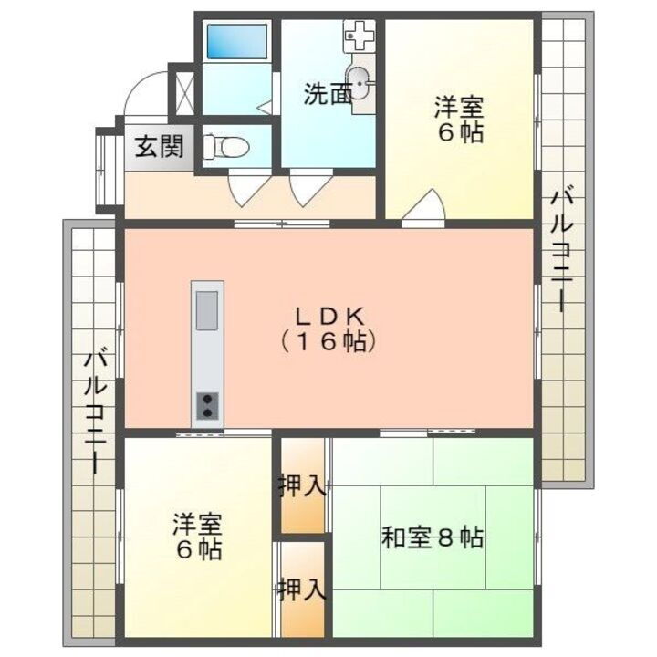 フローラⅡ 2階 3LDK 賃貸物件詳細