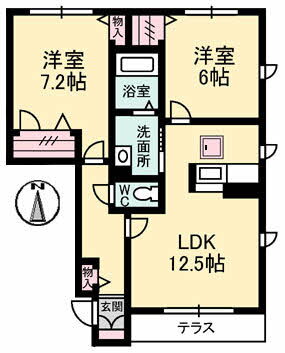 ラクレ　Ⅰ棟 1階 2LDK 賃貸物件詳細