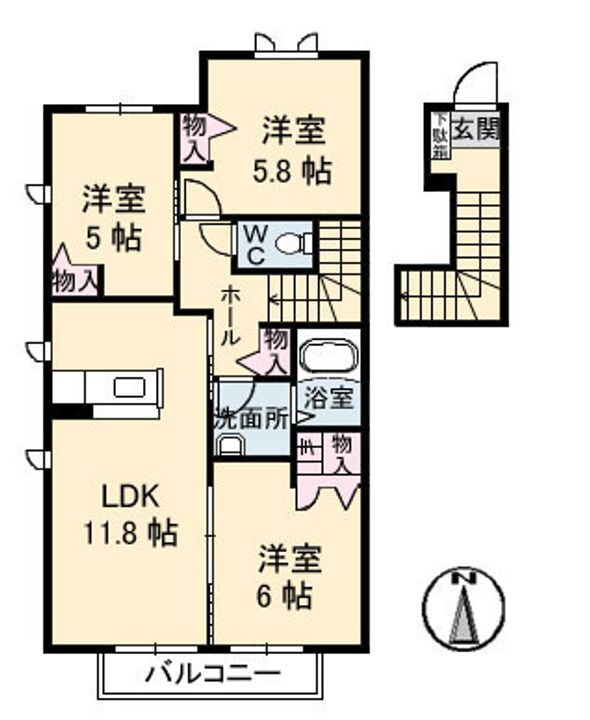 岡山県岡山市北区久米 庭瀬駅 3LDK アパート 賃貸物件詳細