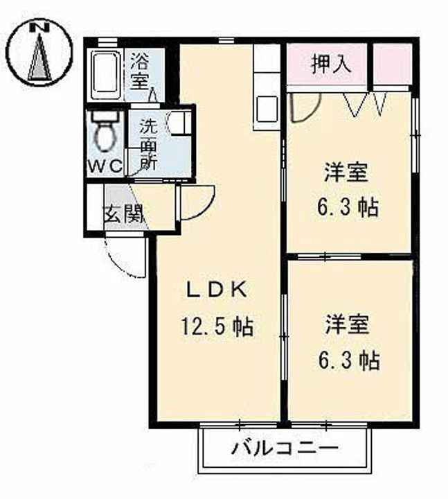 シャーメゾン野口　Ａ棟 2階 2LDK 賃貸物件詳細