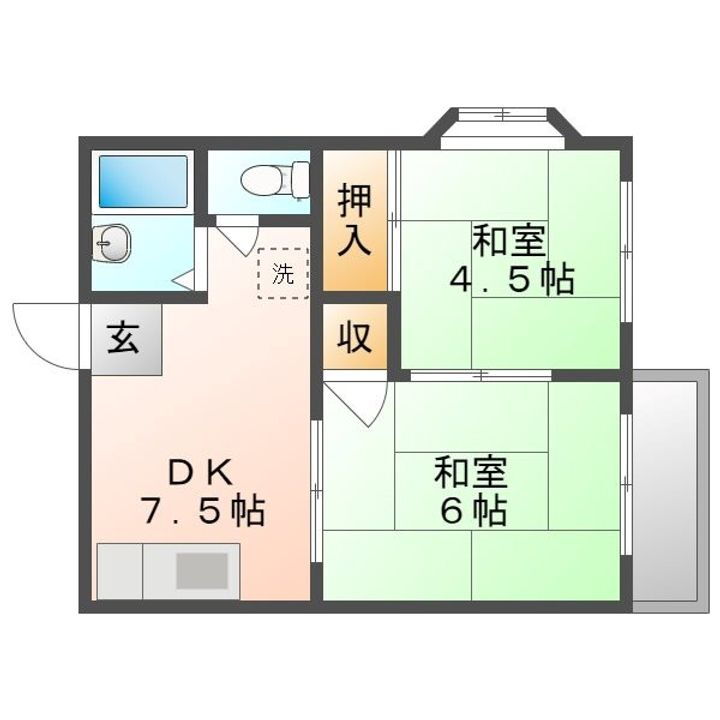 岡山県岡山市北区平野 庭瀬駅 2DK アパート 賃貸物件詳細