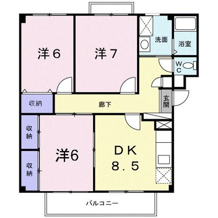 パルテールⅠ 3階 3DK 賃貸物件詳細