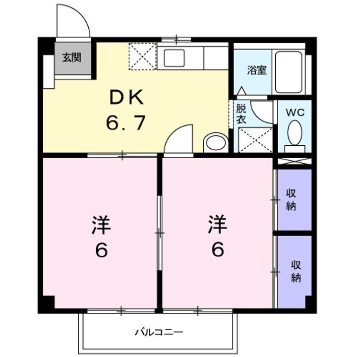 メゾン湯浅 2階 2DK 賃貸物件詳細