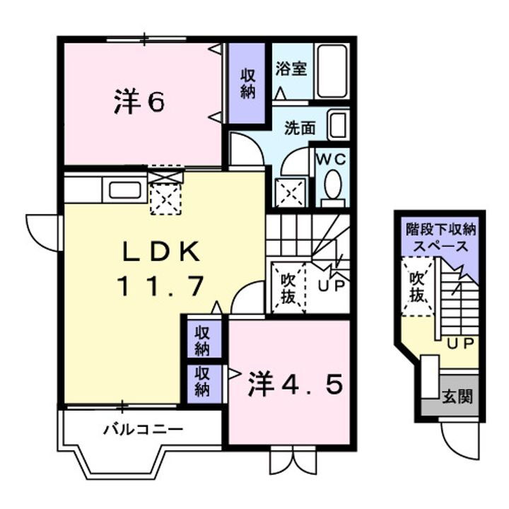 サンヴィレッジ操明Ａ 2階 2LDK 賃貸物件詳細