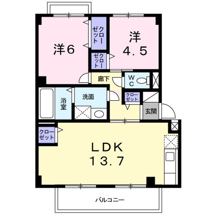 パルテールⅡ 2階 2LDK 賃貸物件詳細